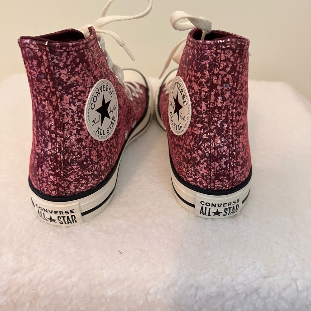 Converse Women's Sparkle Pink High-Tops - Picture 4 of 9